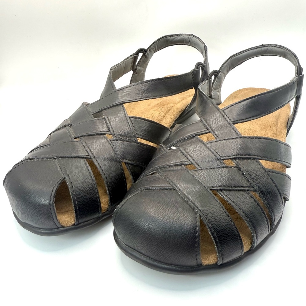 JBU Black Sandals with Basket-Weave Design Size 7.5 - Picture 6 of 7